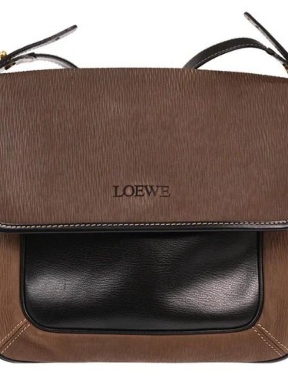 Loewe Black Brown Leather Velazquez Shoulder Bag L15 126127
